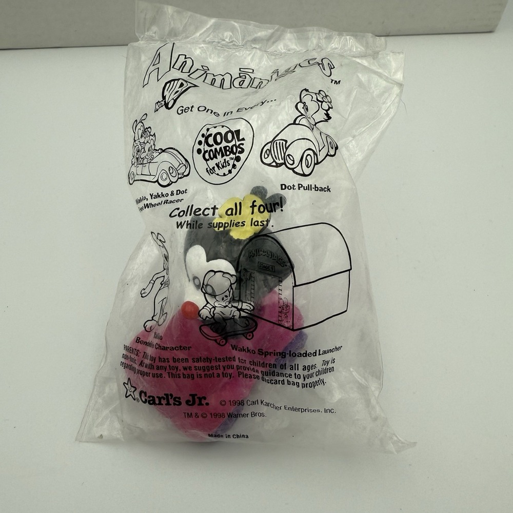 Vintage 1998 Animaniacs Kids Meal Toy-Dot In Pull-back Car Hardee's Carls Jr NIP